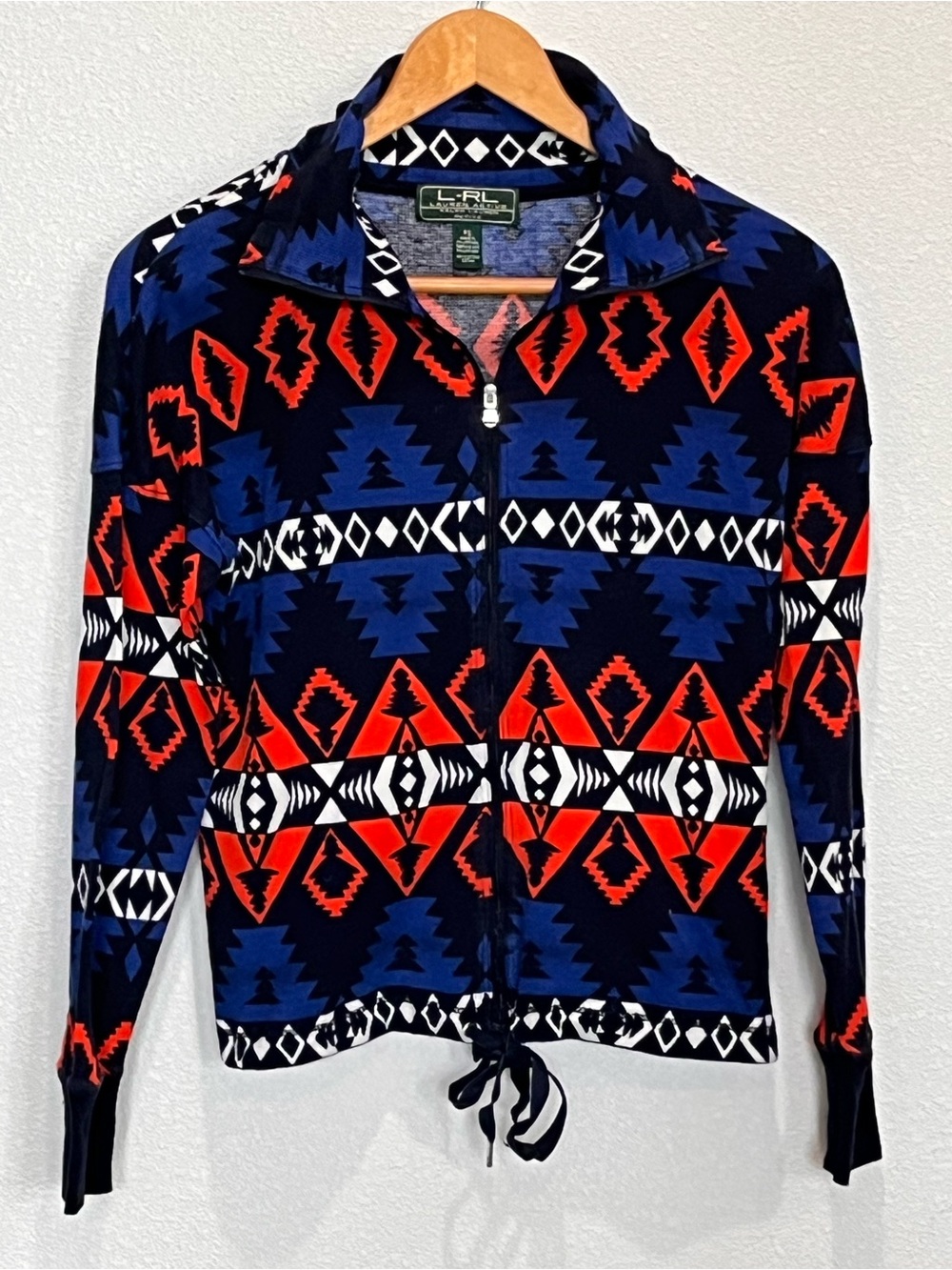 Lauren Ralph Lauren Active Aztec Southwest Zip Jacket PS Black Red Lightweight - Picture 6 of 12